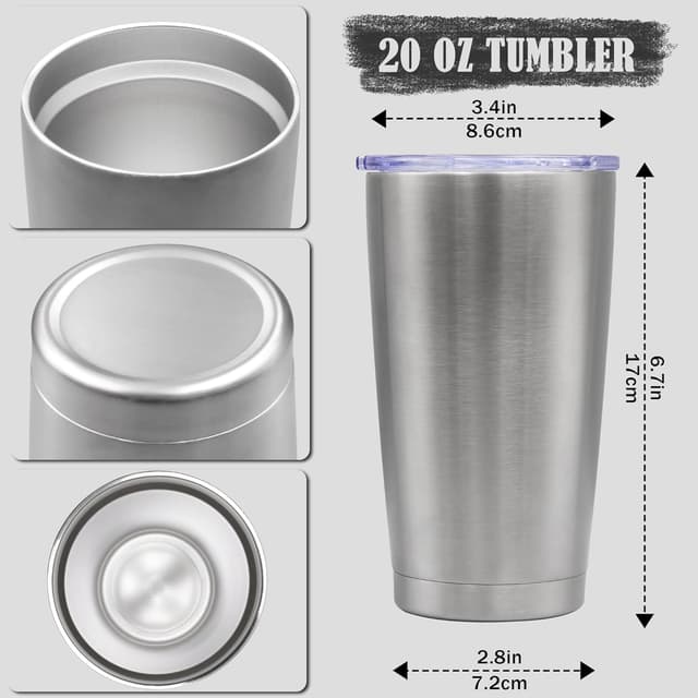 Detalle 2 de AEPDTD 20 oz Coffee Travel Tumbler (Stainless Steel Double-Wall Vacuum) with Lid — 8-Pack