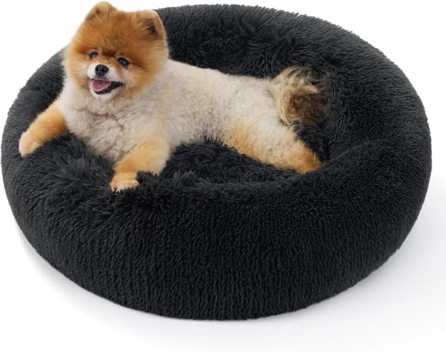 Detalle de BEDSURE waschbares Hundebett & Katzenbett rund, Dunkelgrau – Ø 60 cm