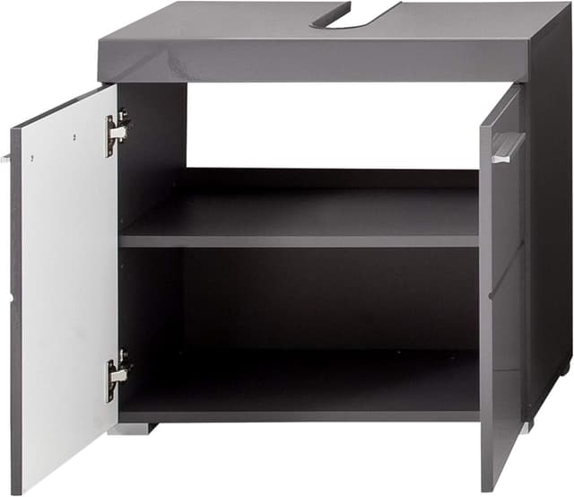 Detalle de trendteam smart living Amanda Waschbeckenunterschrank in Agave Grau Hochglanz (60 x 56 x 34 cm)