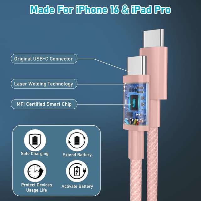 Detalle 2 de TIGOJH USB-C to USB-C cable 100W, 2m