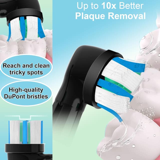 Detalle 2 de Brush Heads Compatible with Oral-B iO 2/3/4/5/6/7/8/9/10 (Pack of 12) – Gentle Yet Thorough, Black/White