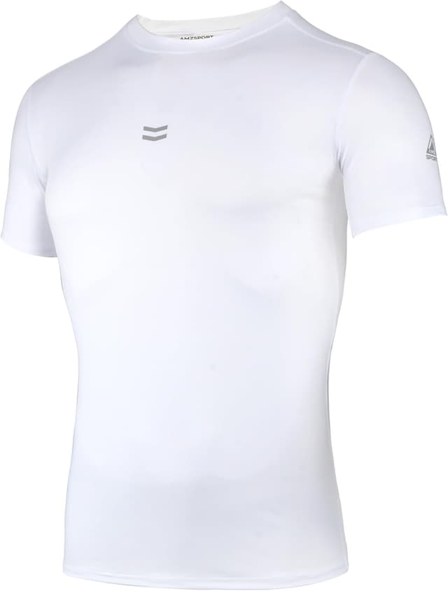 Detalle de AMZSPORT Chemise de compression à manches courtes pour hommes – séchage rapide et tissu respirant