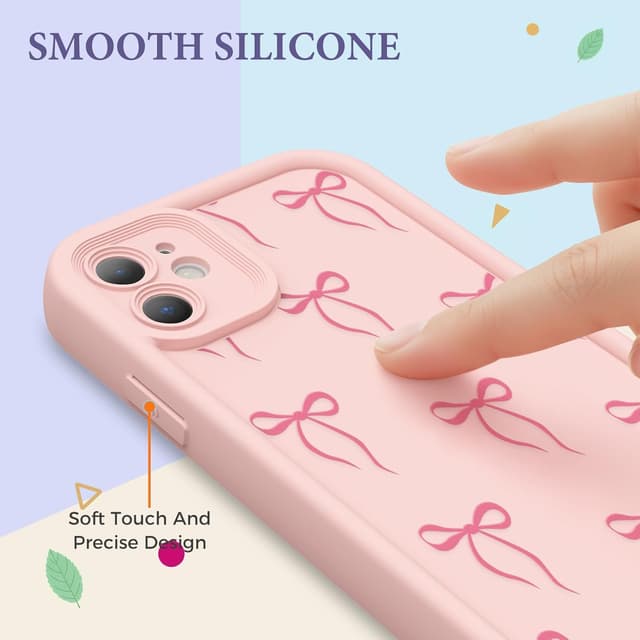 Detalle 2 de FUXICASE Silicone Case for iPhone 11 (Pink Bow) — Soft TPU/ Silicone, Shockproof Protection