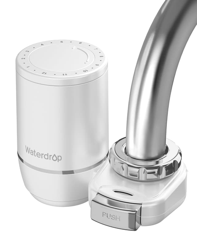 Detalle de Waterdrop Wasserfilter Wasserhahn mit Filterlebensdauer-Reminder: Kohleblock-System gegen Chlor, Schwermetalle & schlechten Geschmack