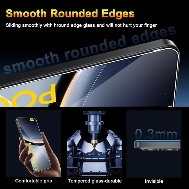 Detalle de QULLOO Schutzfolie für Xiaomi Poco F7: 2x Displayschutz + 2x Kameraschutz aus 9H-Glas