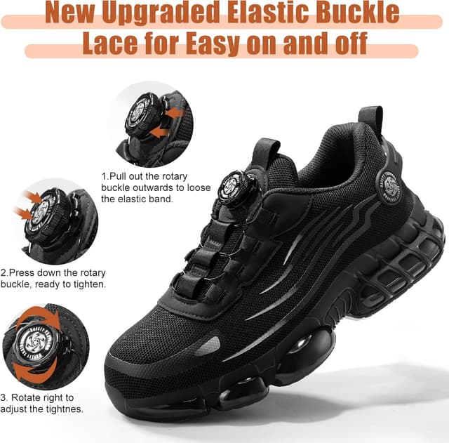 Detalle de Safety Trainers for Men & Women with Steel Toe Cap, Anti-Slip & Puncture-Resistant Kevlar Midsole