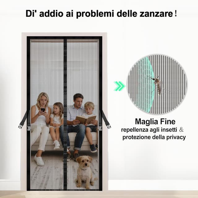 Detalle de JANORS zanzariera magnetica per porta finestra 90x210 cm, senza forare