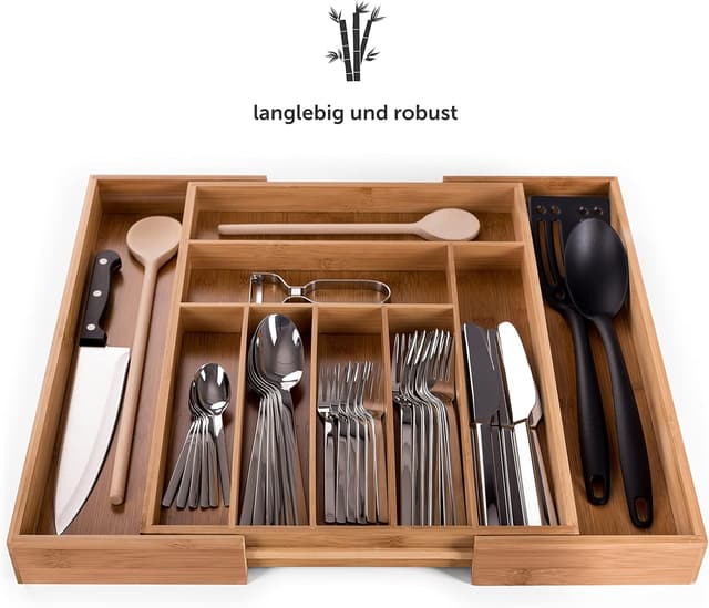 Detalle 2 de Blumtal Besteckkasten Bambus mit 7 bis 9 Fächern