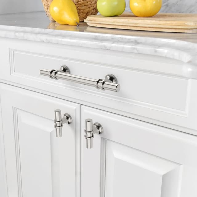 Detalle de Amerdeco 10 maniglie per mobili nichel spazzolato, foro 96 mm (argento) in lega di alluminio