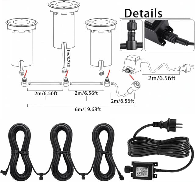 Thumbnail 1 de JNR 3 Stück 12V Edelstahl Bodenstrahler Außen 3×4W
