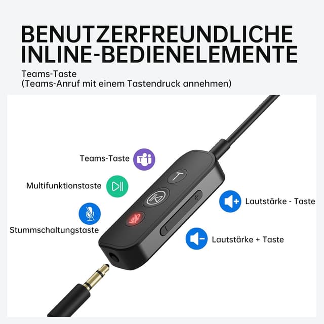 Detalle de EKSA H8 PC Headset mit Mikrofon – Stereo-USB-Headset für Laptop, Büro & Callcenter