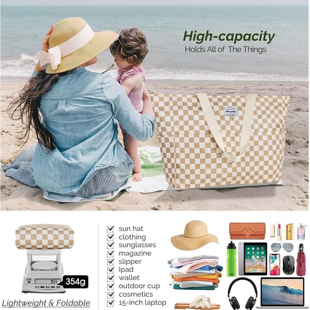 Thumbnail 2 de HOMESPON Large Waterproof Beach Tote 45x38cm