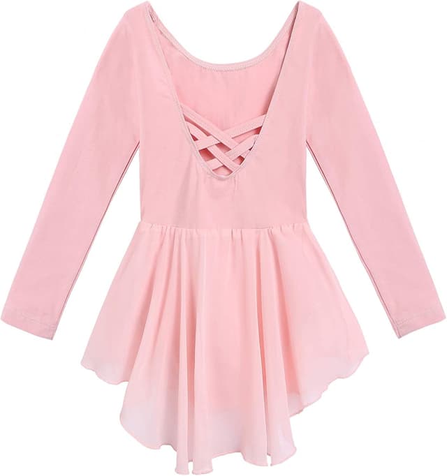 Detalle 2 de Beyove Kids Girls Classic Long Sleeve Leotard with Chiffon Skirt (2–10 Years)