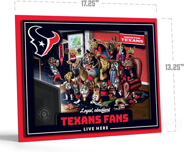 Detalle de YouTheFan Officially-Licensed NFL Purebred 3D Wall Art (Humorous Cartoon Team Decor)