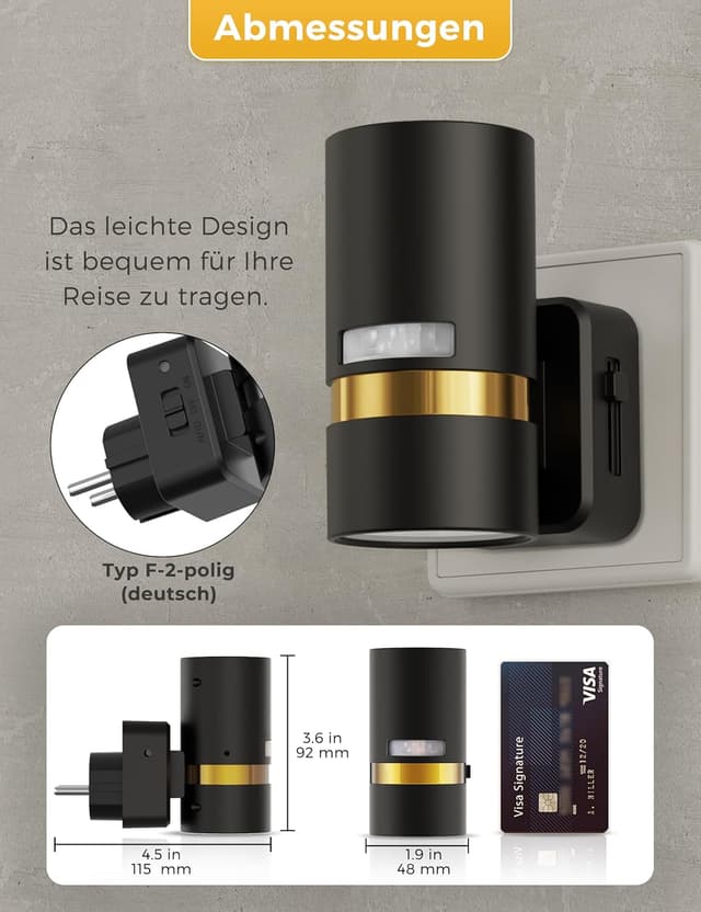 Detalle 2 de LOHAS-LED Nachtlicht-Steckdose mit Bewegungsmelder, 1W LED, dimmbar (3000K warmweiß)