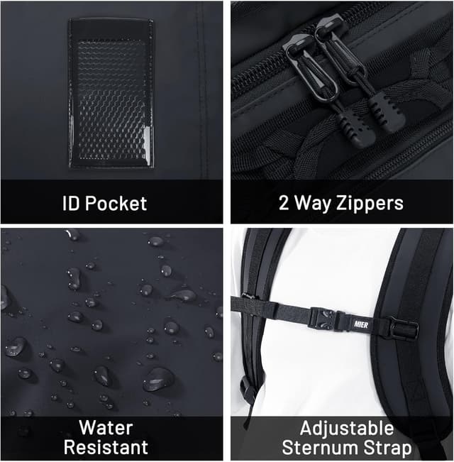 Detalle 2 de MIER Large 60L Duffel Backpack Gym Bag with Shoe Compartment (Water Resistant) — Black