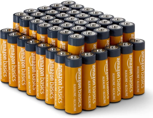 Detalle de Amazon Basics 48 AA alkaline batteries, 1.5V