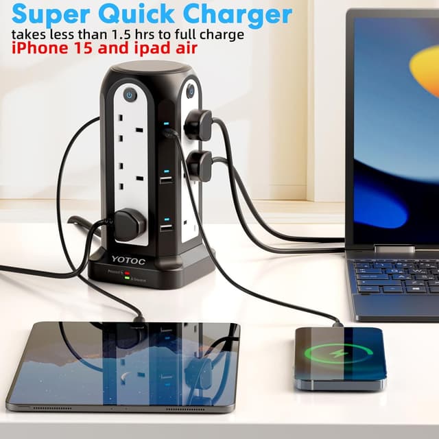 Thumbnail 4 de Tower Extension Lead 12-way Surge Protected 3250W ๐