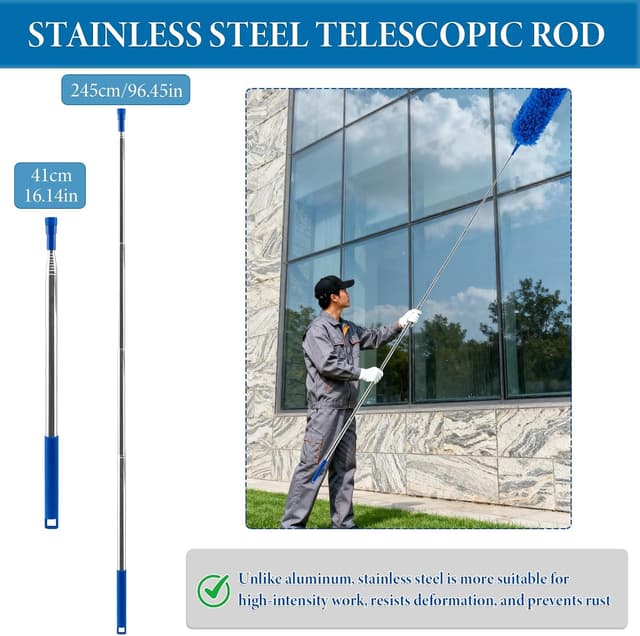 Detalle 2 de TAIANJI Staubwedel Teleskop 245 cm ausziehbar