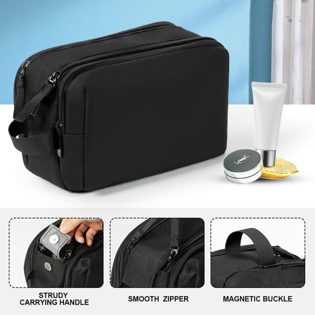 Detalle de Aucuu grande trousse de toilette imperméable avec 3 compartiments et poches à fermeture éclair pour voyage