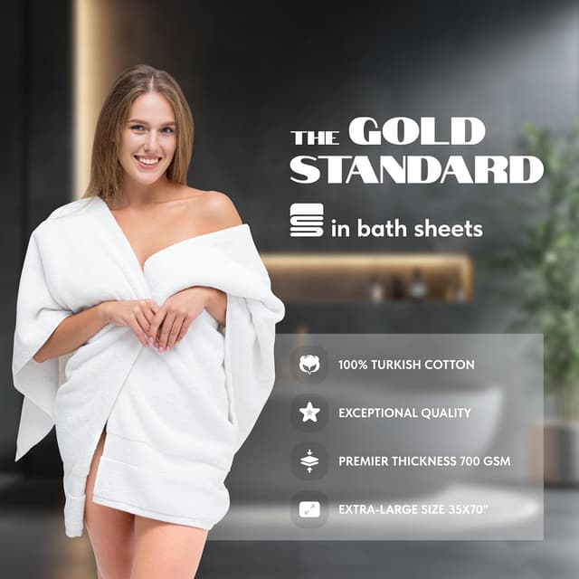 Thumbnail 1 de Hotel Collection White Classic Luxury Bath Sheets 35x70 700 GSM