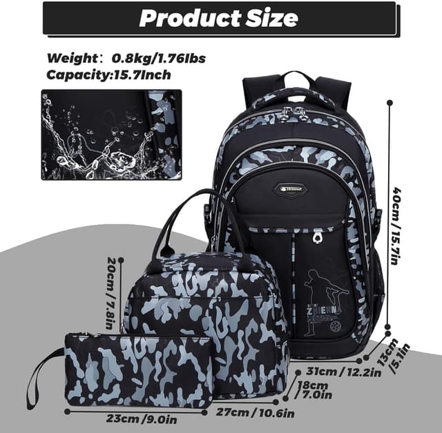 Thumbnail 2 de IvyH Mochilas Escolares 3 en 1 Camuflaje