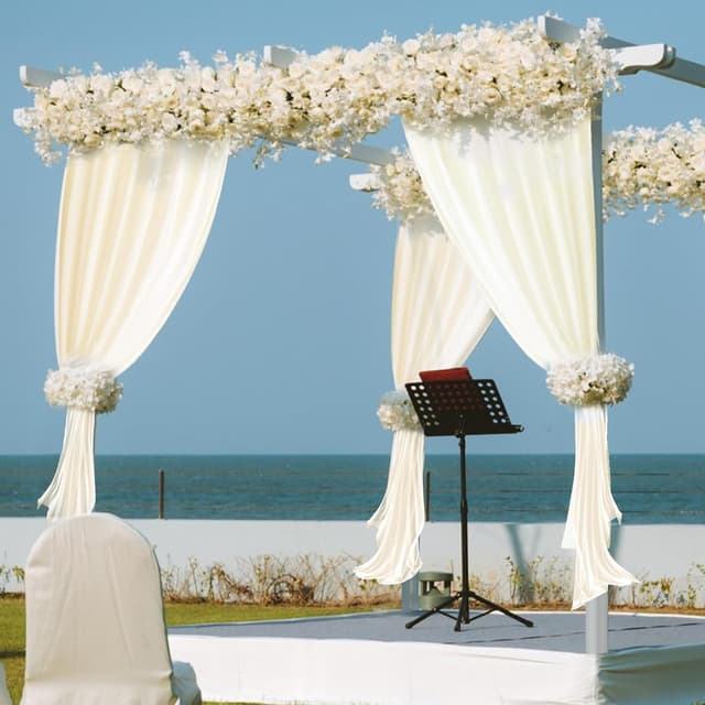 Detalle de 3 x 3 Meter Cremefarbene Hintergrundvorhänge aus Polyester (2 Platten, knitterfrei) – für Innen- und Außendeko