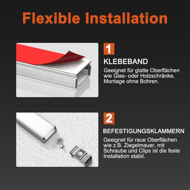 Thumbnail 6 de HOMMAND LED Profil U-Form (Aluminium, LED-Leisten-Kanal) inkl. Eckverbinder & Zubehör – 20x 1 m