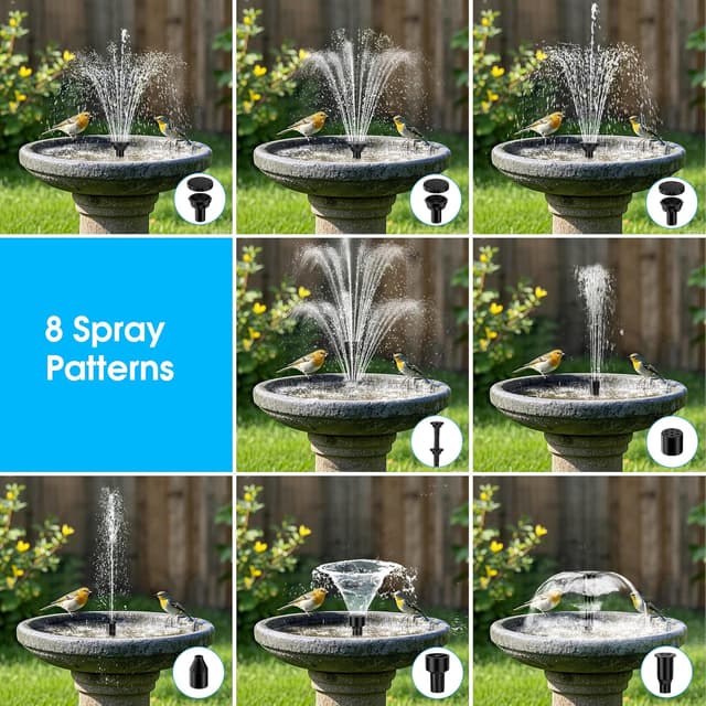 Detalle de Biling Solar Pond Fountain with Battery Backup (8W, up to 300 L/H) for garden ponds and water features