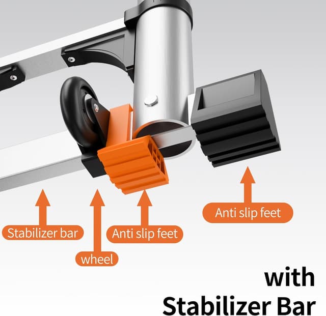 Detalle de Telescopic Aluminium Extension Loft Ladder with Non-Slip Feet, 3.2m (10.5ft) and Stabiliser Bar