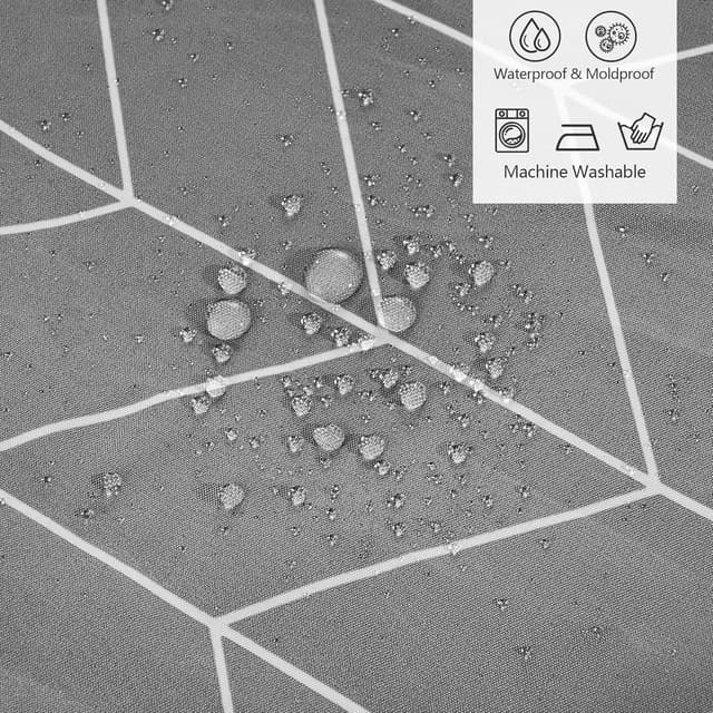 Detalle 2 de Rideau de douche KAIMEIYU en polyester gris 180 x 200 cm avec 12 crochets