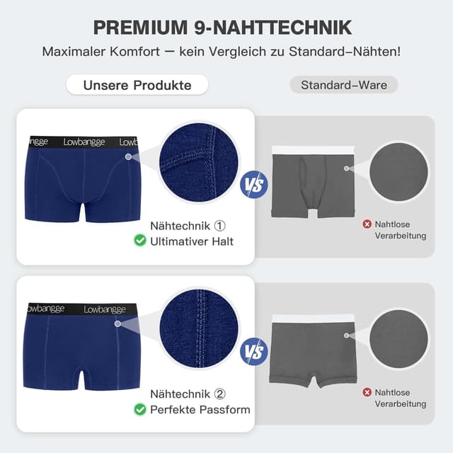 Detalle 1 de Lowbangge Boxershorts 9er Pack aus Baumwolle