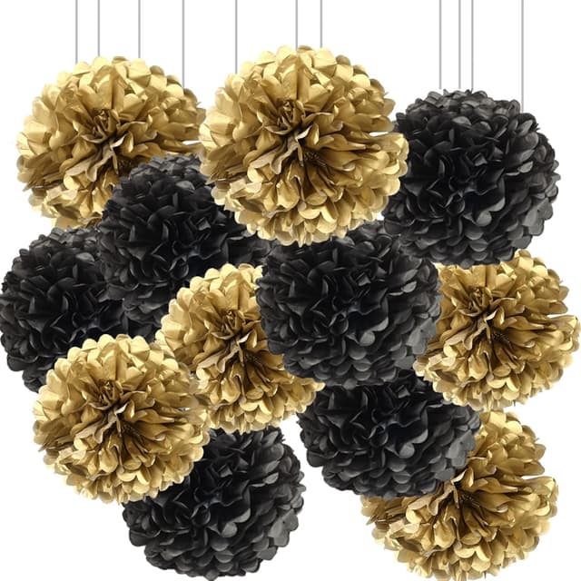 Thumbnail 6 de We Moment Zone Papier Pompons Set (12 Stück) in Orange/Blau für Party, Hochzeit & Geburtstage