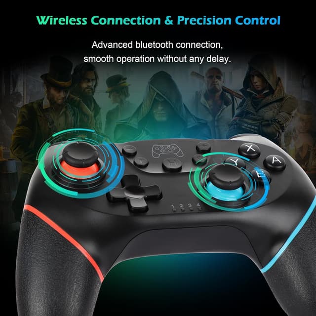 Detalle de Manette Switch/Switch 2 sans fil rechargeable Sendowtek (Bluetooth) pour PC