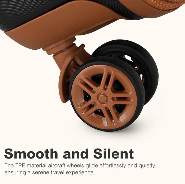 Detalle 2 de KONO valise à roulettes coque rigide ABS/PC avec serrure TSA 4 roues XXL 86 cm noir/marron