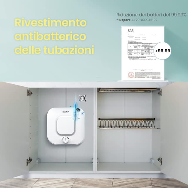Detalle de COMFEE’ Scaldabagno Elettrico 15 litri D15-15VEU sottolavello con vano contenitore