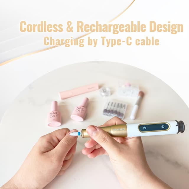 Detalle 2 de Denabuty DN-2502Y Nagelfräser kabellos 12-in-1 mit USB-Akku und 5 Geschwindigkeiten