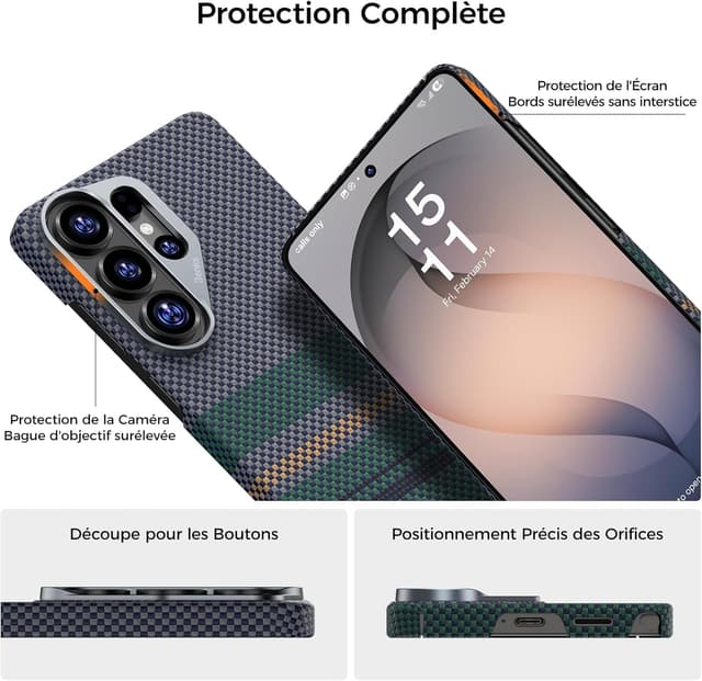 Detalle 2 de BENKS Aurora ArmorAir pour Samsung Galaxy S26 Ultra 6,9 pouces – coque ultra-fine légère en fibre aramide (kevlar) avec anneau magnétique