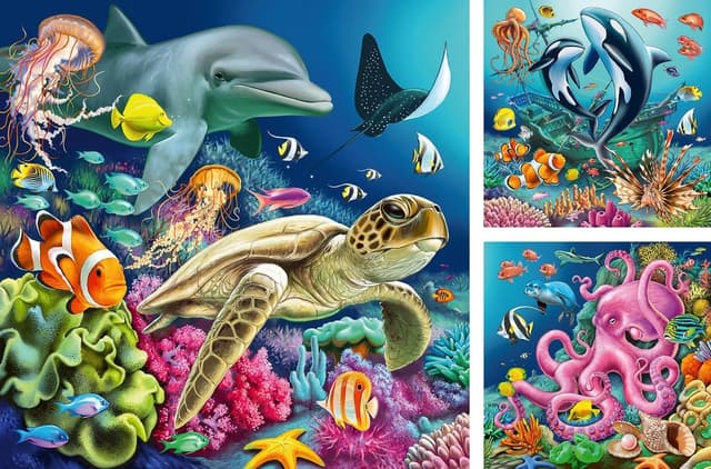 Detalle de Ravensburger Puzzle pour enfants « Monde sous-marin enchanteur » – 3 x 49 pièces (dès 5 ans)