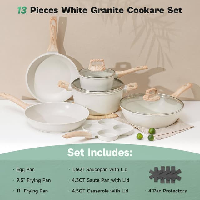 Detalle 2 de 13 Pcs Granite Nonstick Cookware Set