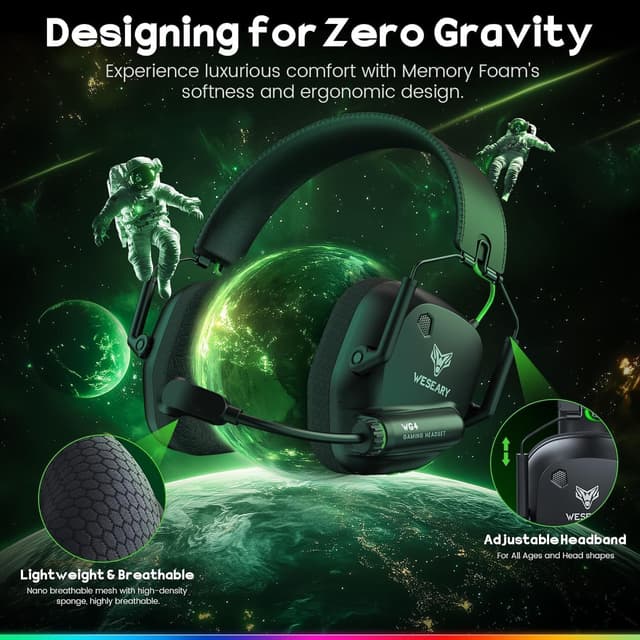 Thumbnail 6 de WESEARY Wireless Gaming Headset Bluetooth 5.4