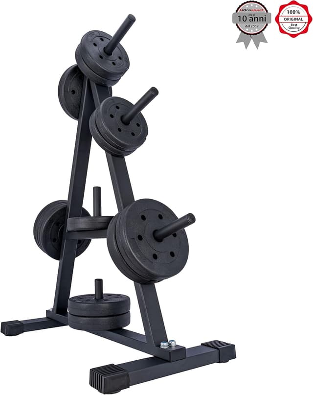 Detalle de Ultrasport supporto per dischi pesi: rastrelliera in acciaio per bilancieri e manubri