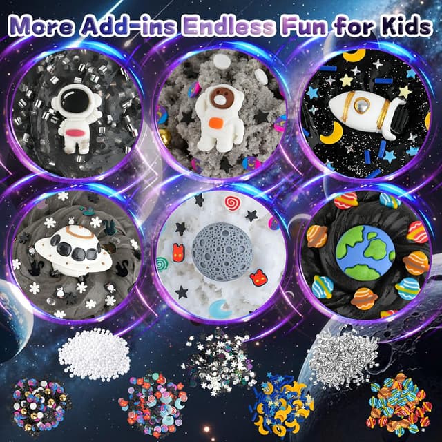 Detalle de LAWOHO 6 Pack Galaxy Slime Kit for Kids – Cloud, Clear & Butter Slimes with Space Add-ins (360ml)