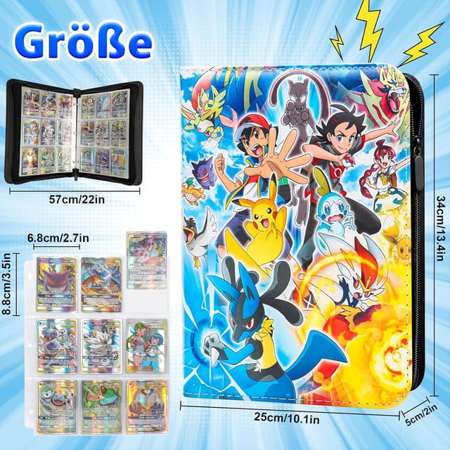 Detalle de Jntmakun Sammelalbum für Pokémon Karten (S900) mit 50 Seiten und Platz für bis zu 900 Karten