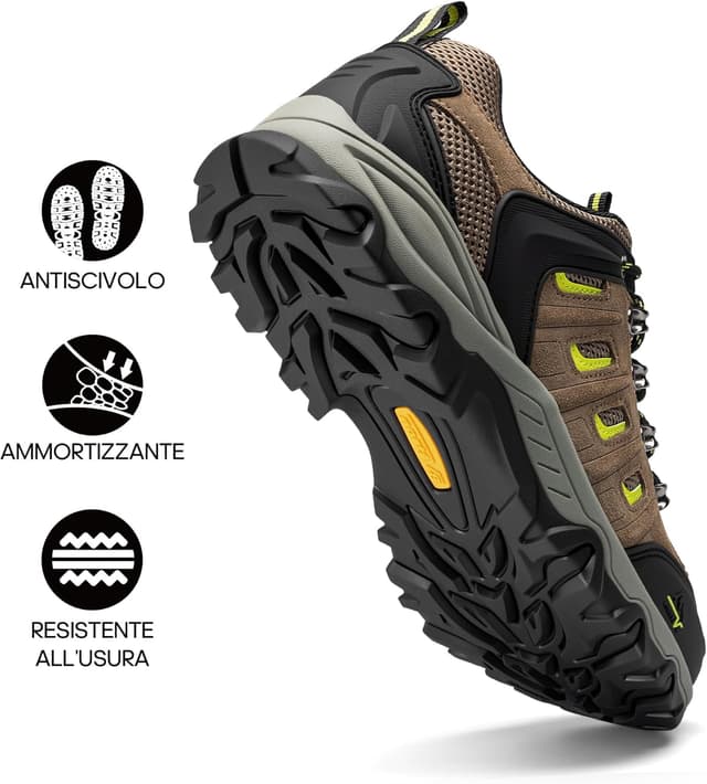 Detalle de NORTIV 8 Men’s Waterproof Leather Low-Top Hiking Shoes with Protective Toe