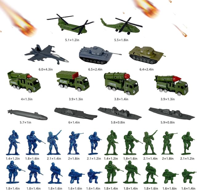 Detalle 2 de TALGIC Army Men Playset (Large Set) with 80 Action Figures, Battle Mat, Tanks & Vehicles