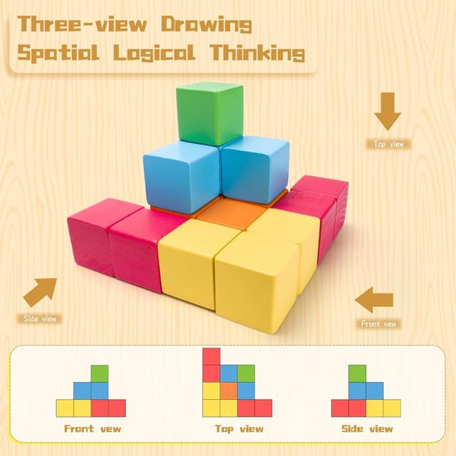 Detalle 2 de Montessori Wooden Number Building Blocks 30PCS