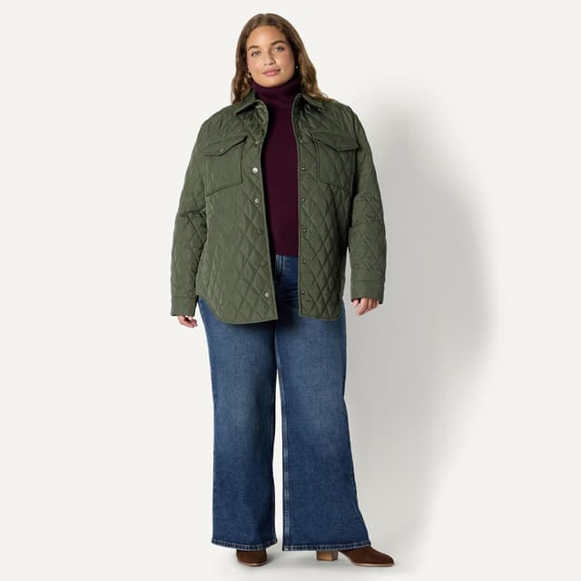 Thumbnail 6 de Amazon Essentials Damen Lange Steppjacke Relaxed-Fit mit Druckknöpfen