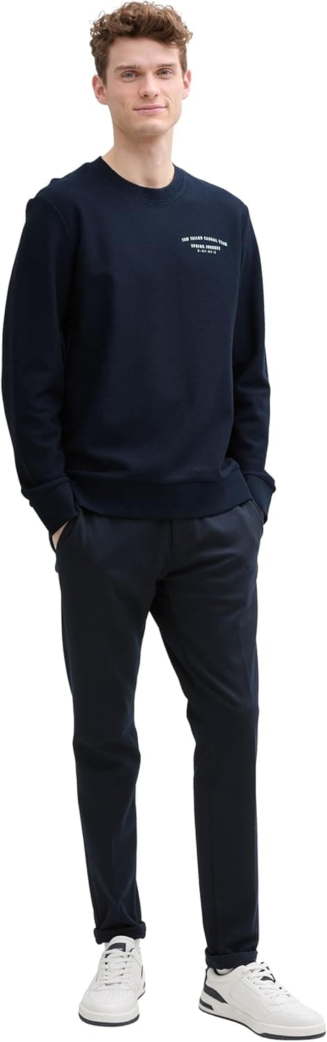 Detalle de TOM TAILOR 1045710 Maglia di Tuta da Uomo: felpa a maniche lunghe comoda