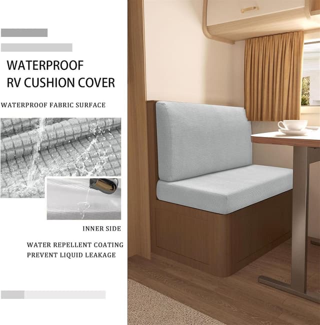 Thumbnail 3 de CDPTD Jacquard-Bezüge für Wohnwagen-Polster – rutschfeste RV-Sitzbezüge mit 2 Kordeln, Ersatzbezug (gray1, passend für W 45–65 cm & D 45–65 cm)